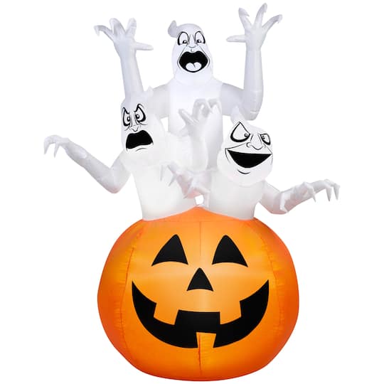 6ft. Airblown® Inflatable Halloween Ghosts in Jack-O'-Lantern Scene
